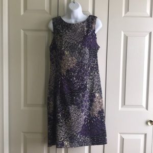 Purple print sheath dress from Dress Barn. 14